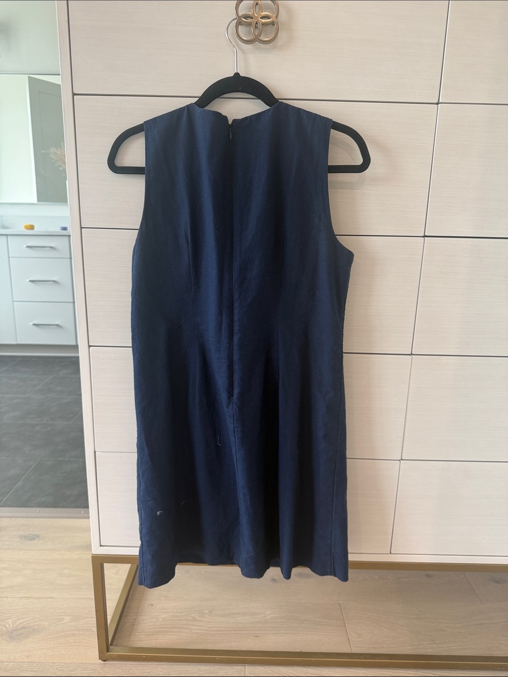 J. Crew Navy Sleeveless Button-Front Mini Dress with Gold Buttons - Picture 4 of 4